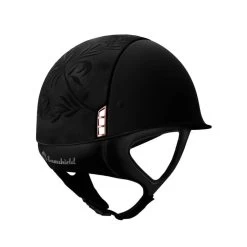 Riding Helmet Classic Shadowmatt, Top Flower Embroidery,Trim Matt Black, Blazon Pink Gold -Equestrian Supplies Shop FR26604 1280x1280