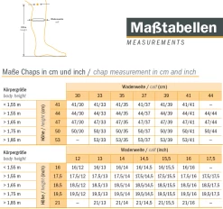 Leather Chaps Sirius, Riding Chaps, Women, Men -Equestrian Supplies Shop masstabellen 1280x1280