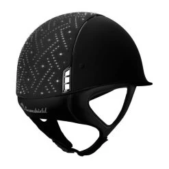Riding Helmet Classic Shadowmatt, Top Azetc, Trim + Blazon Black Chrome -Equestrian Supplies Shop samshield reithelm classic shadow matt top azetc trim blason black chrome black 2 1280x1280