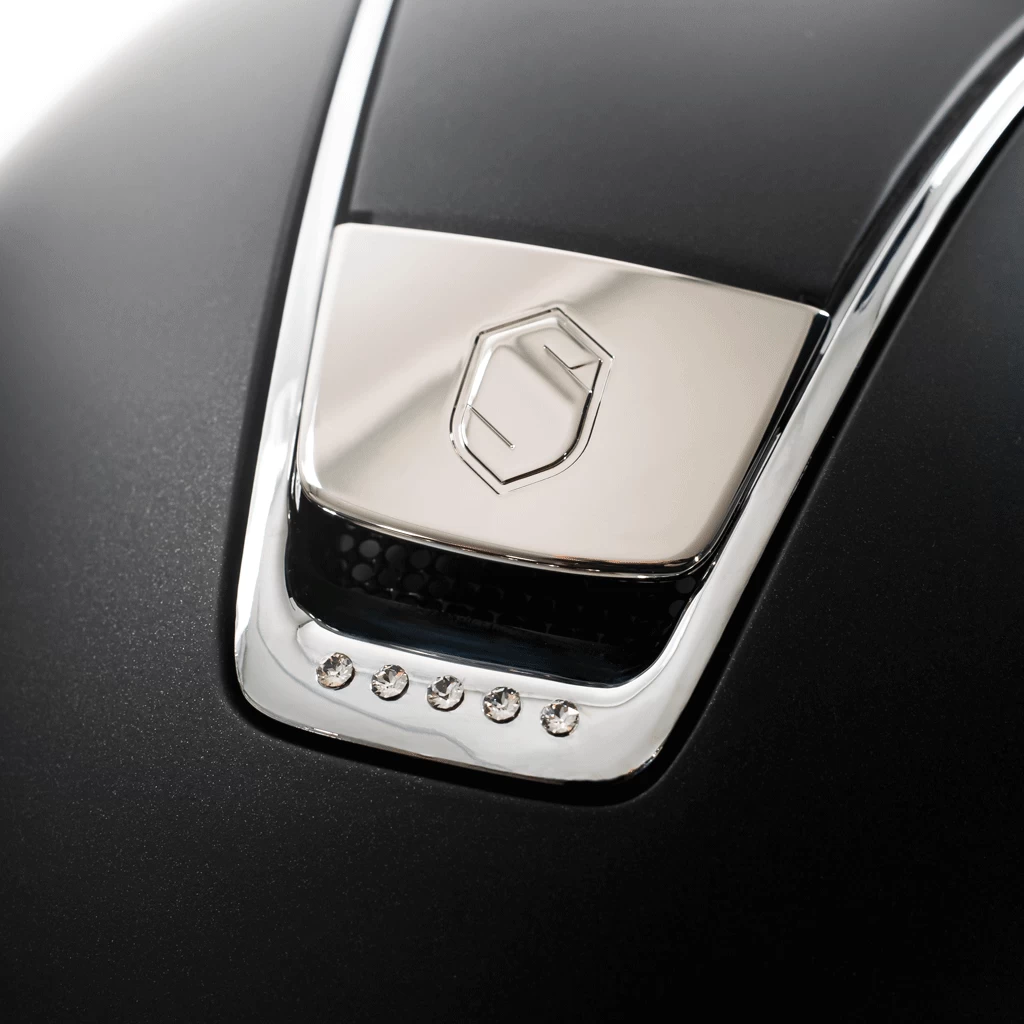 Riding Helmet Classic SM, Dressage Cut, Trim + Blason Chrm Silver, 5 Sw - Image 4